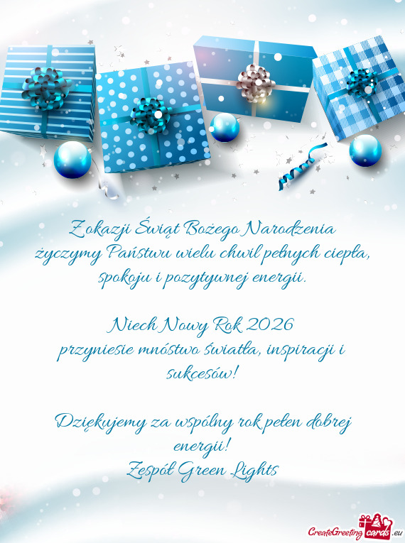 Życzymy Państwu wielu chwil pełnych ciepła, spokoju i pozytywnej energii