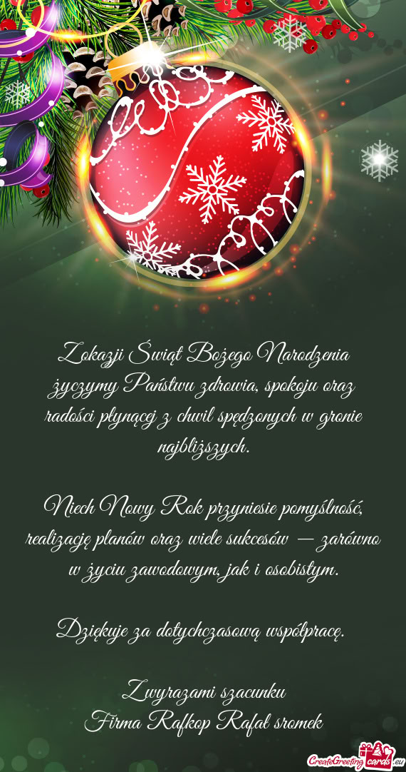 Życzymy Państwu zdrowia, spokoju oraz radości płynącej z chwil spędzonych w gronie najbliższy