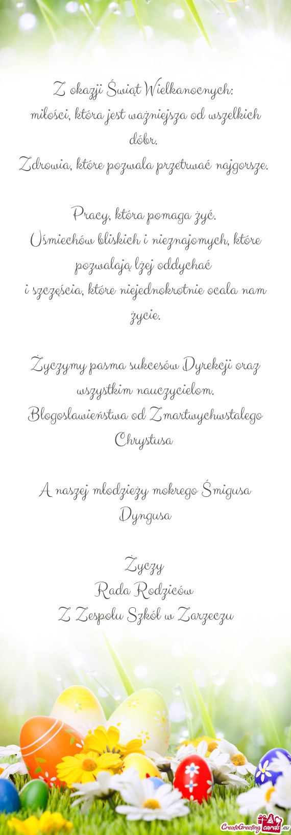 Życzymy pasma sukcesów Dyrekcji oraz wszystkim nauczycielom