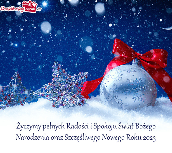 Życzymy pełnych Radości i Spokoju Świąt Bożego Narodzenia oraz Szczęśliwego Nowego Roku 2023