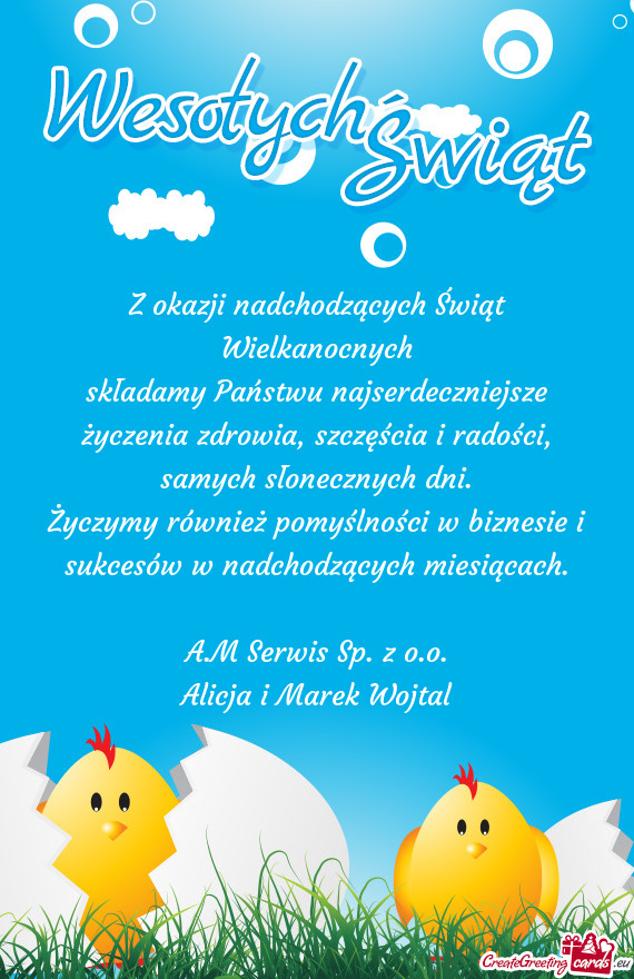 Życzymy również pomyślności w biznesie i sukcesów w nadchodzących miesiącach