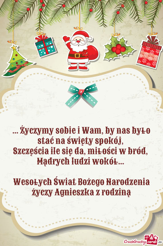 ... Życzymy sobie i Wam, by nas było stać na święty spokój,