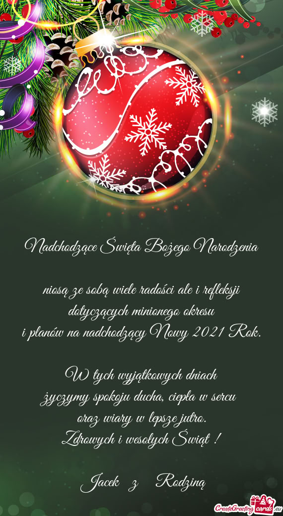 Życzymy spokoju ducha, ciepła w sercu