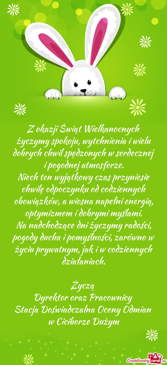 Życzymy spokoju, wytchnienia i wielu dobrych chwil spędzonych w serdecznej i pogodnej atmosferze