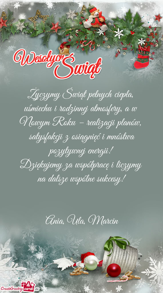 Życzymy Świąt pełnych ciepła