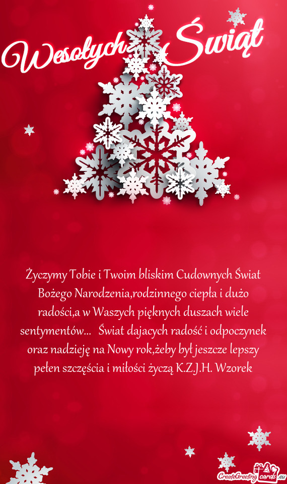 Życzymy Tobie i Twoim bliskim Cudownych Świat Bożego Narodzenia,rodzinnego ciepła i dużo radoś