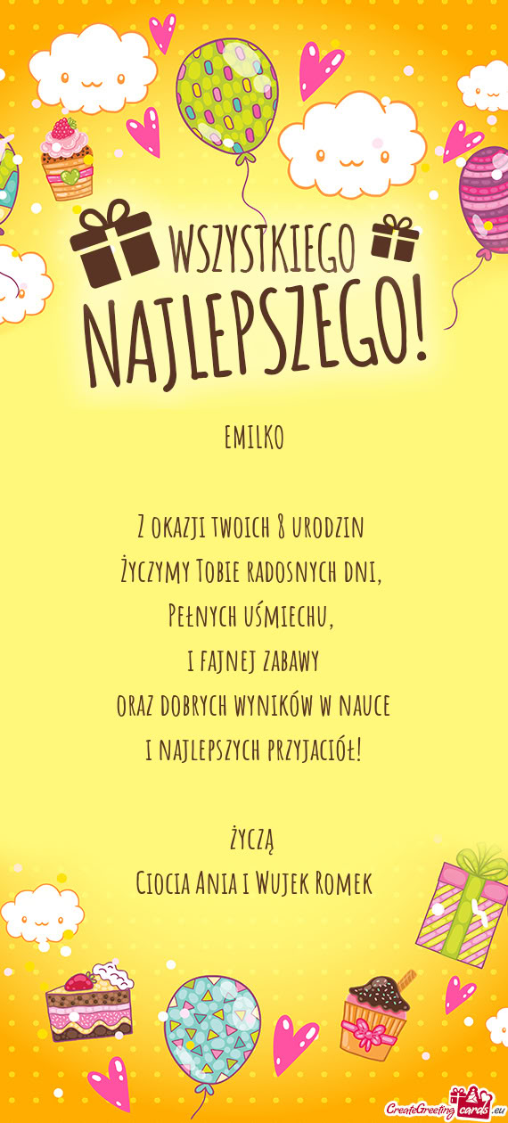 Życzymy Tobie radosnych dni