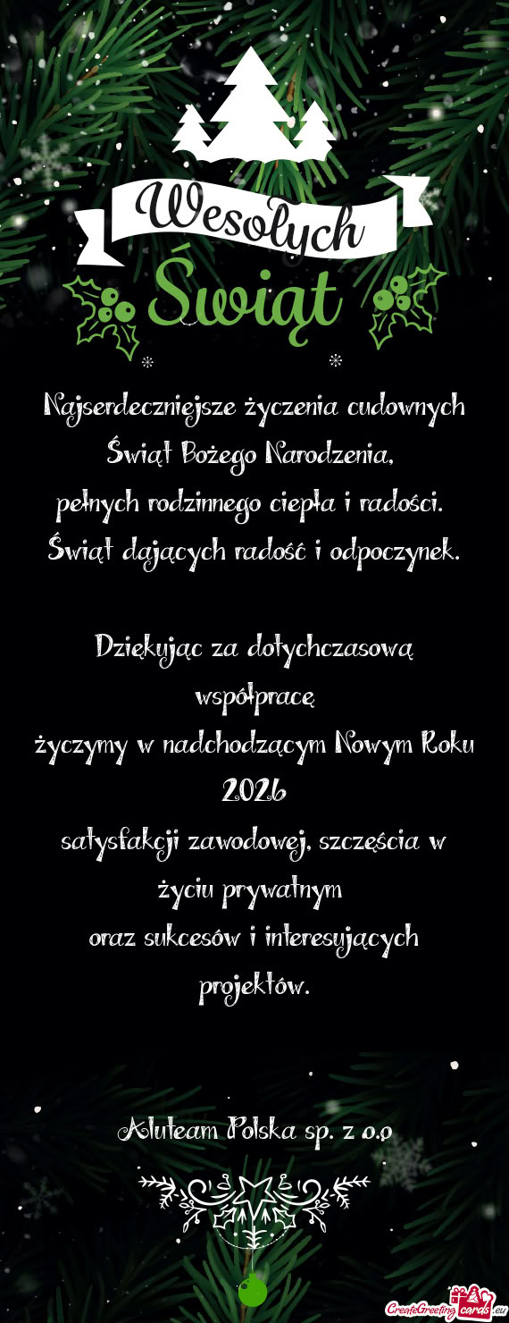 Życzymy w nadchodzącym Nowym Roku 2026