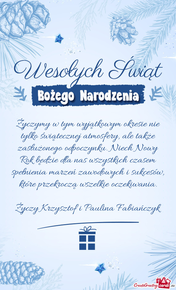 Życzymy w tym wyjątkowym okresie nie tylko świątecznej atmosfery, ale także zasłużonego odpoc