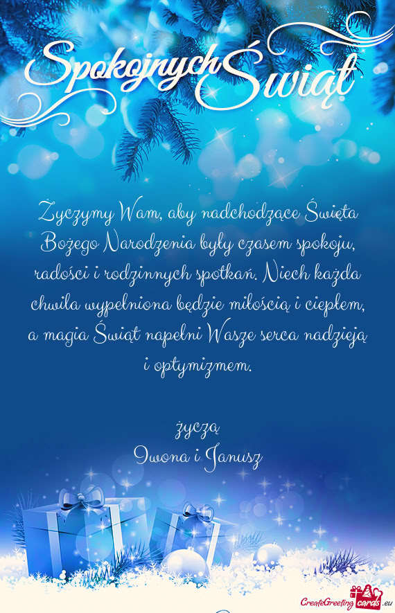 Życzymy Wam, aby nadchodzące Święta Bożego Narodzenia były czasem