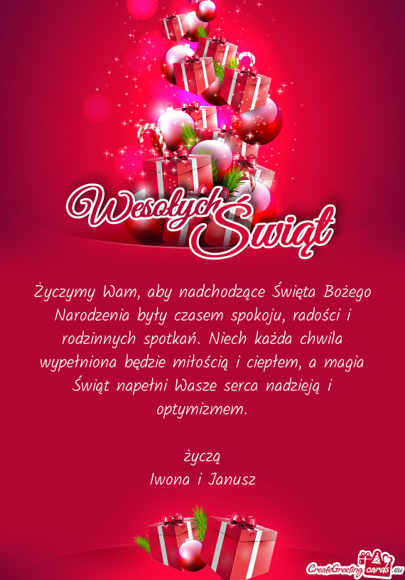 Życzymy Wam, aby nadchodzące Święta Bożego Narodzenia były czasem