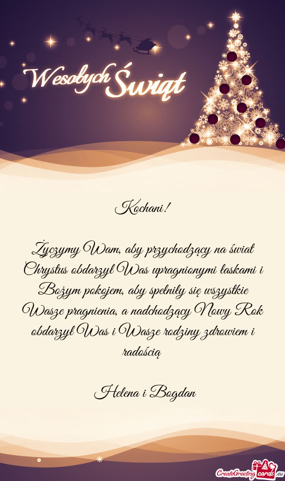 Życzymy Wam, aby przychodzący na świat Chrystus obdarzył Was upragnionymi łaskami i Bożym poko