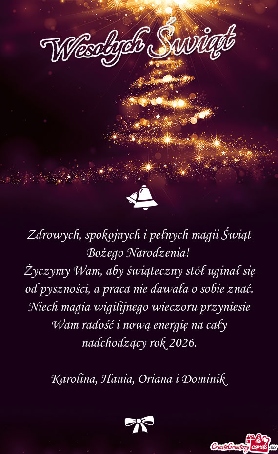 Życzymy Wam, aby świąteczny stół uginał się od pyszności, a praca nie dawała o sobie znać