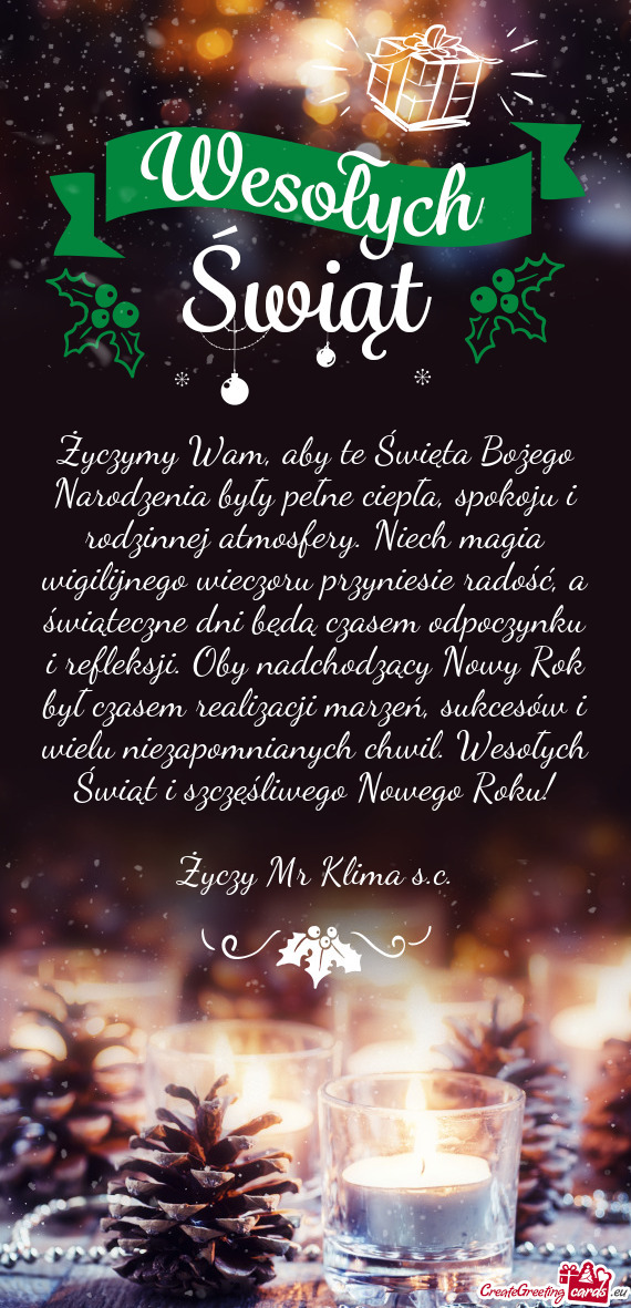 Życzymy Wam, aby te Święta Bożego Narodzenia były pełne ciepła, spokoju