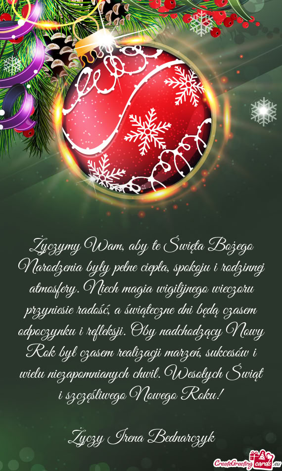 Życzymy Wam, aby te Święta Bożego Narodzenia były pełne ciepła, spokoju