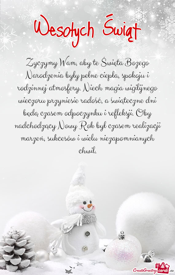 Życzymy Wam, aby te Święta Bożego Narodzenia były pełne ciepła, spokoju
