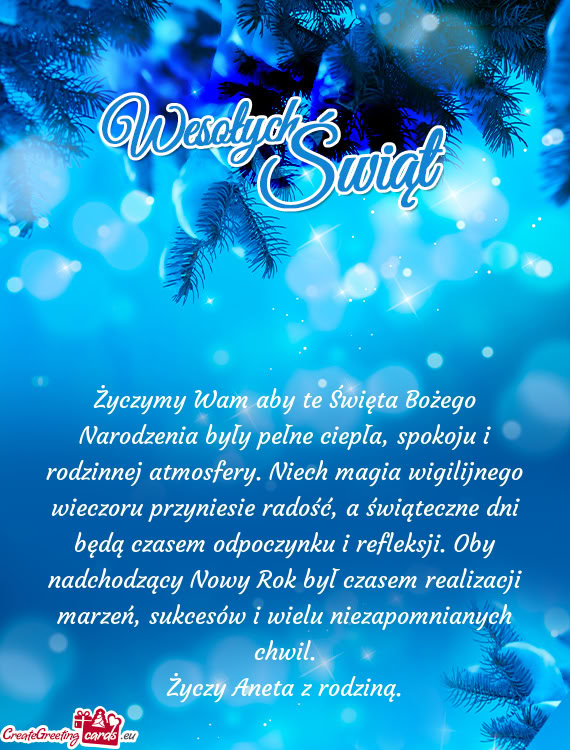 Życzymy Wam aby te Święta Bożego Narodzenia były pełne ciepła, spokoju