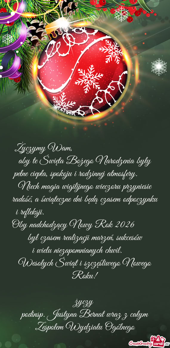 Życzymy Wam,        aby te Święta Bożego Narodzenia były pełne ciepła