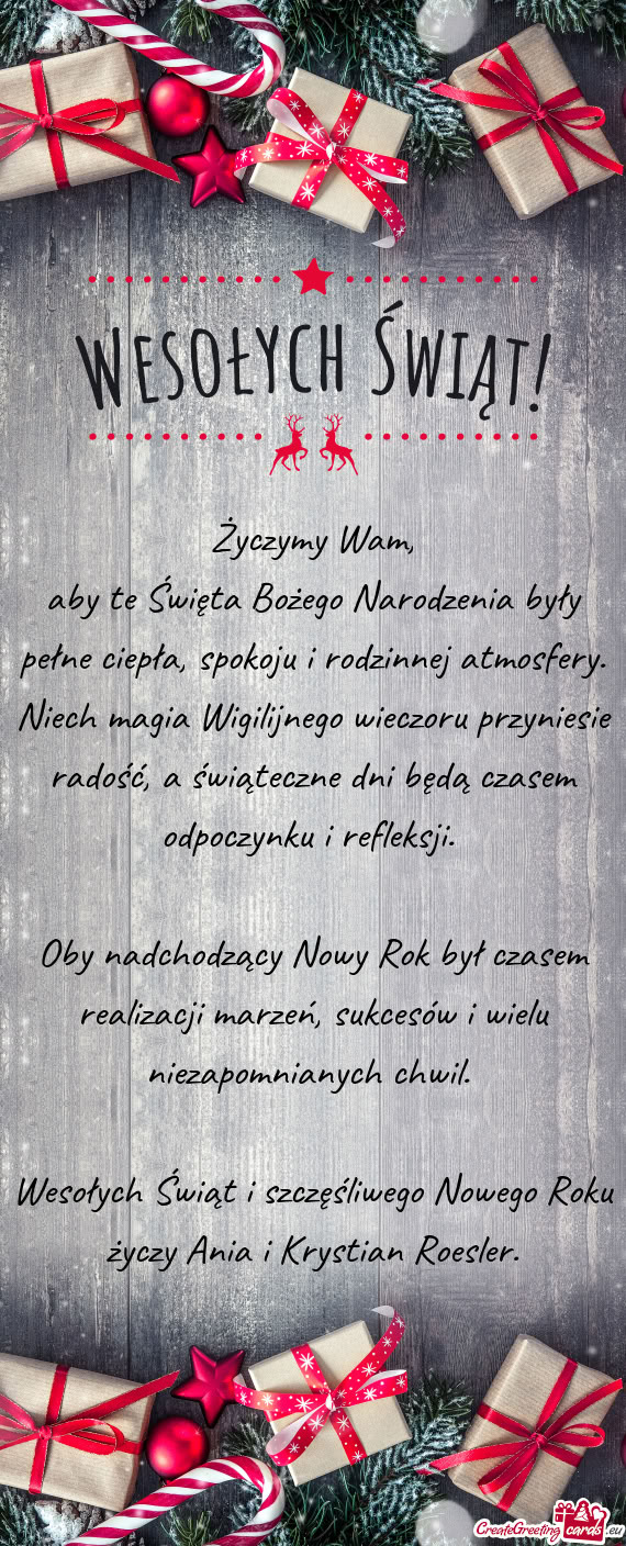 Życzymy Wam,  aby te Święta Bożego Narodzenia były pełne ciepła,