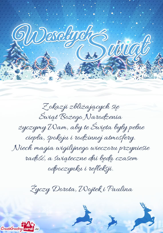 Życzymy Wam, aby te Święta były pełne ciepła, spokoju i rodzinnej atmosfery