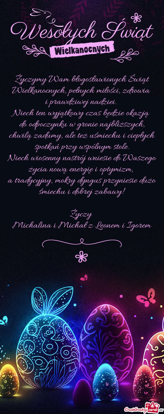 Życzymy Wam błogosławionych Świąt Wielkanocnych, pełnych miłości, zdrowia