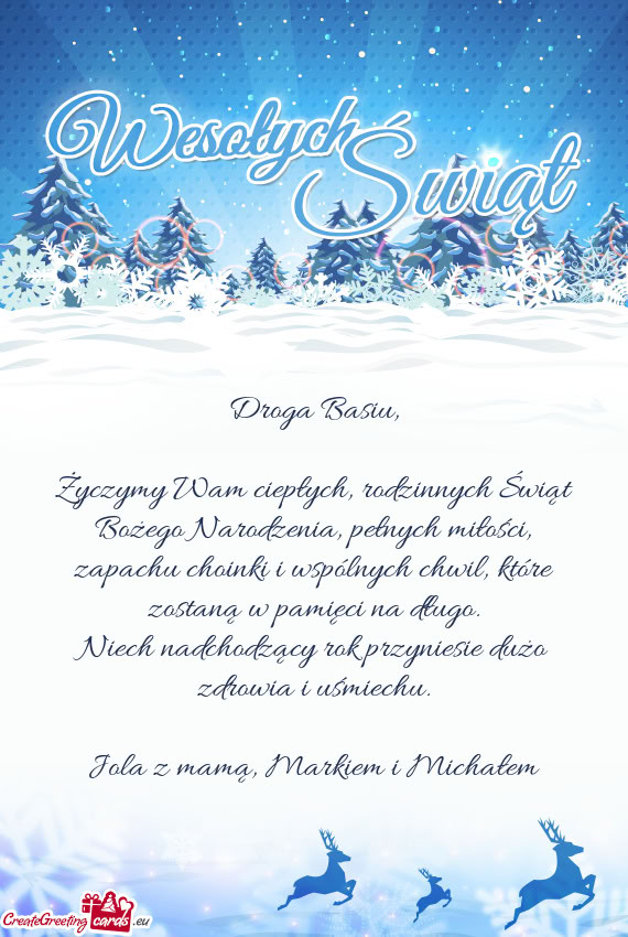 Życzymy Wam ciepłych, rodzinnych Świąt Bożego Narodzenia, pełnych miłości, zapachu choinki i
