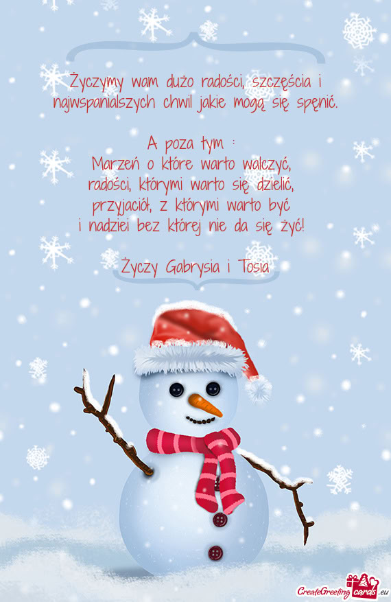 Życzymy wam dużo radości, szczęścia i najwspanialszych chwil jakie mogą się spęnić