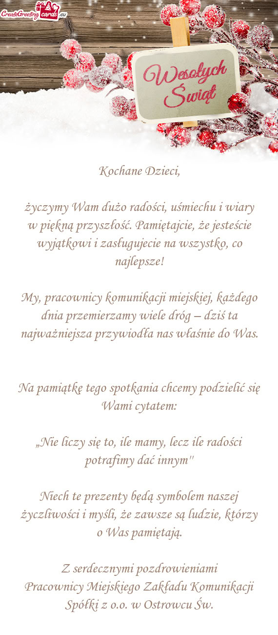 Życzymy Wam dużo radości, uśmiechu i wiary