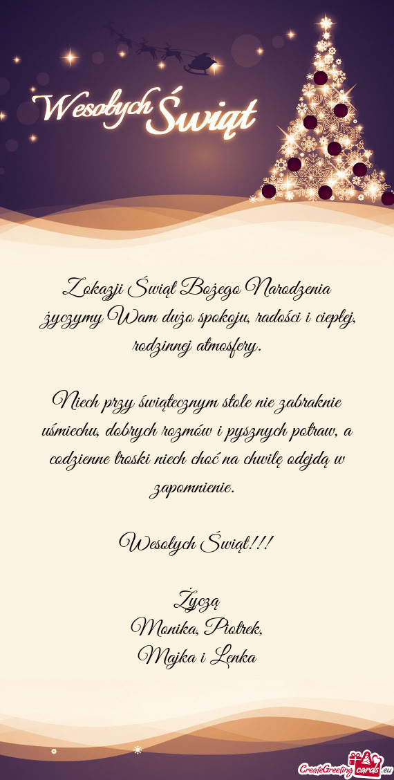 Życzymy Wam dużo spokoju, radości i ciepłej, rodzinnej atmosfery