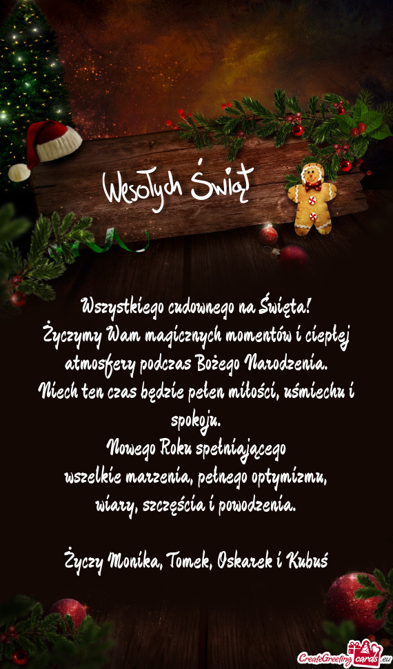 Życzymy Wam magicznych momentów i ciepłej atmosfery podczas Bożego Narodzenia