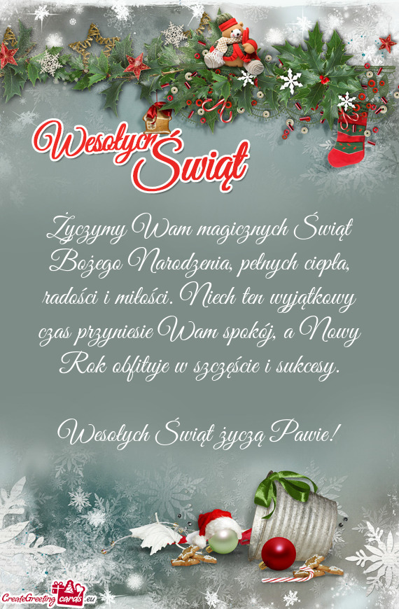 Życzymy Wam magicznych Świąt Bożego Narodzenia, pełnych ciepła, radości