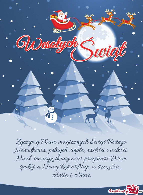 Życzymy Wam magicznych Świąt Bożego Narodzenia, pełnych ciepła, radości