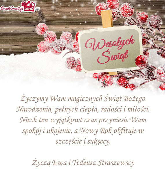 Życzymy Wam magicznych Świąt Bożego Narodzenia, pełnych ciepła, radości