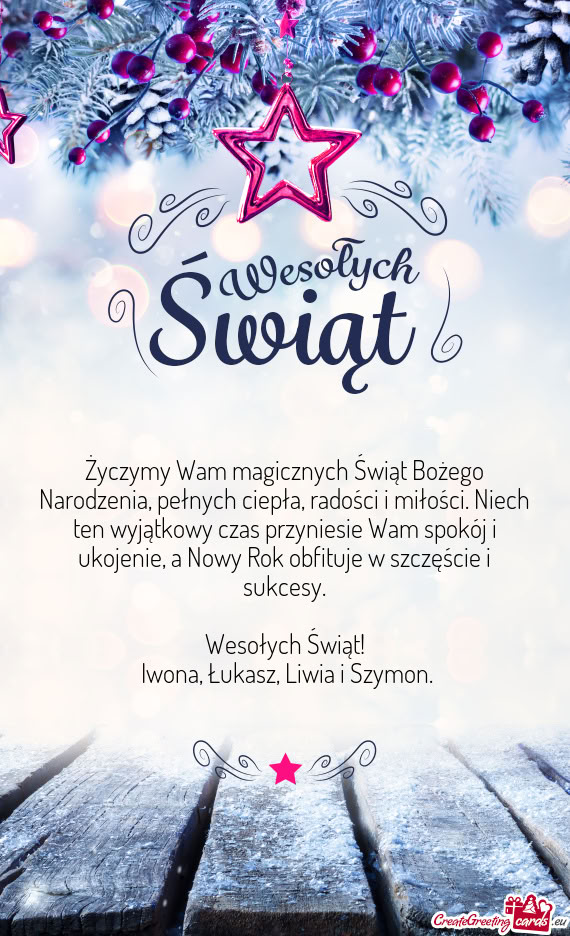 Życzymy Wam magicznych Świąt Bożego Narodzenia, pełnych ciepła, radości