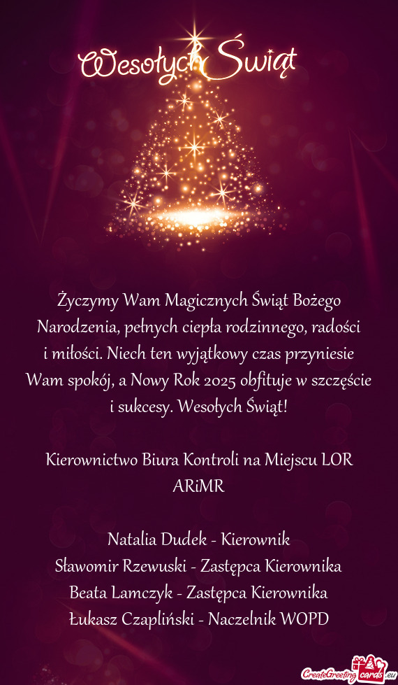 Życzymy Wam Magicznych Świąt Bożego Narodzenia, pełnych ciepła rodzinnego, radości