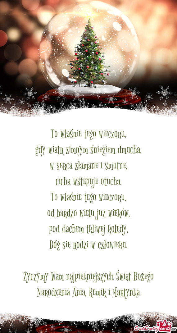 Życzymy Wam najpiękniejszych Świąt Bożego Narodzenia Ania, Remik i Martynka