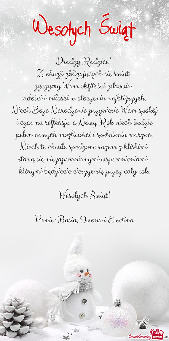 Życzymy Wam obfitości zdrowia