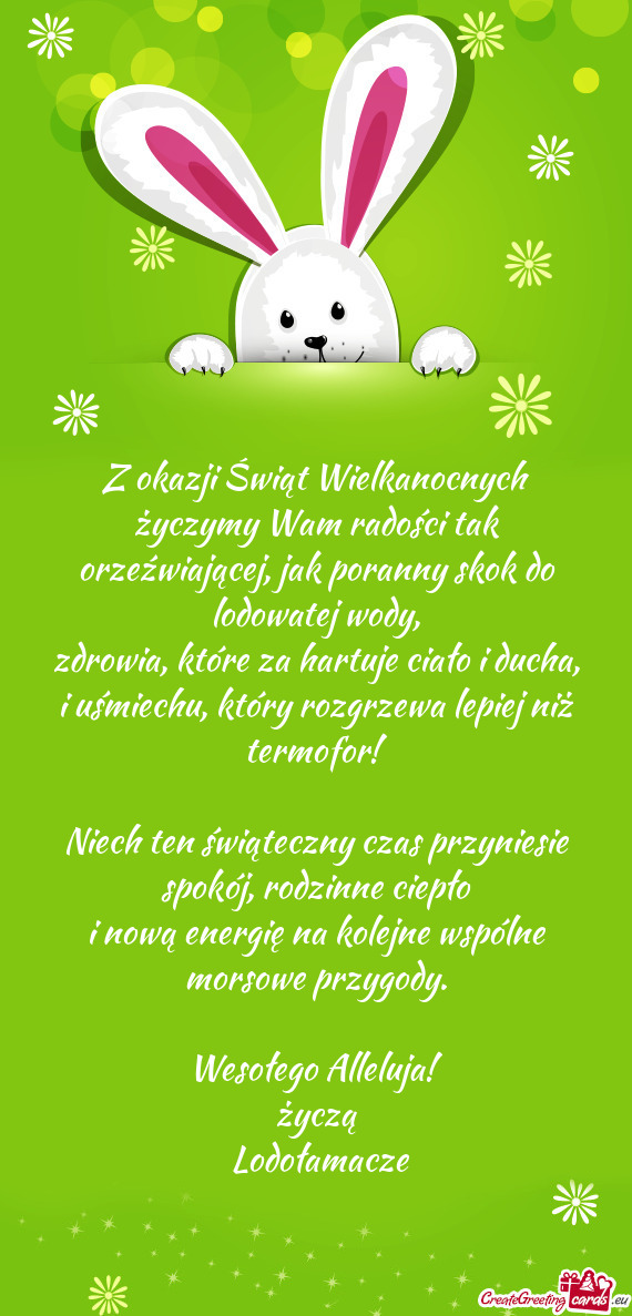 Życzymy Wam radości tak orzeźwiającej, jak poranny skok do lodowatej wody