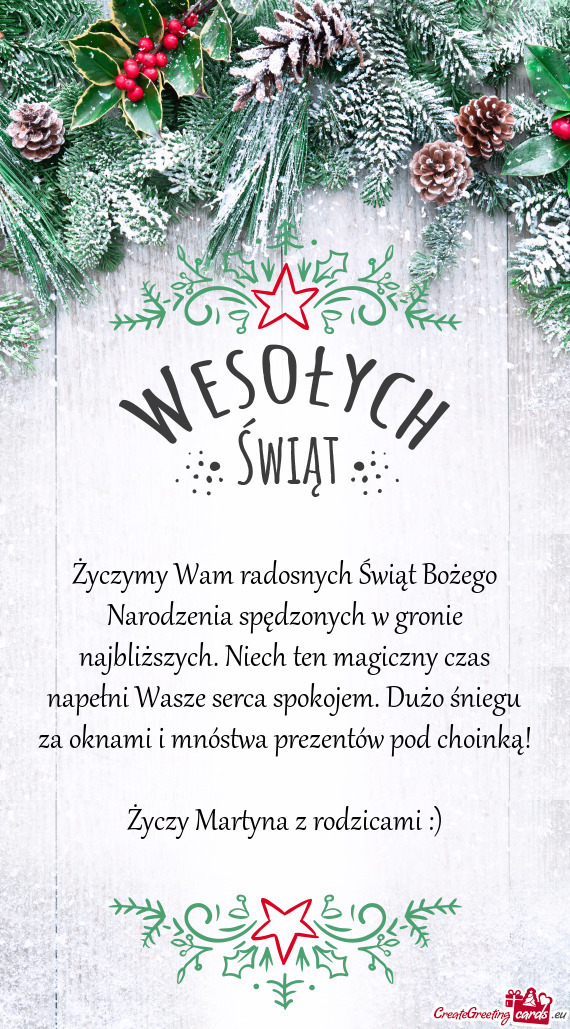 Życzymy Wam radosnych Świąt Bożego Narodzenia spędzonych w gronie najbliższych. Niech ten magi