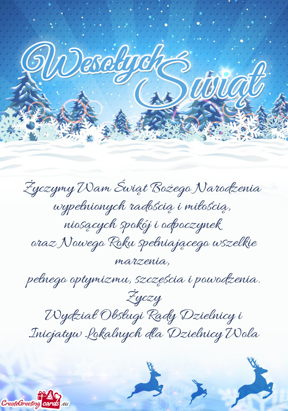 Życzymy Wam Świąt Bożego Narodzenia wypełnionych radością i miłością
