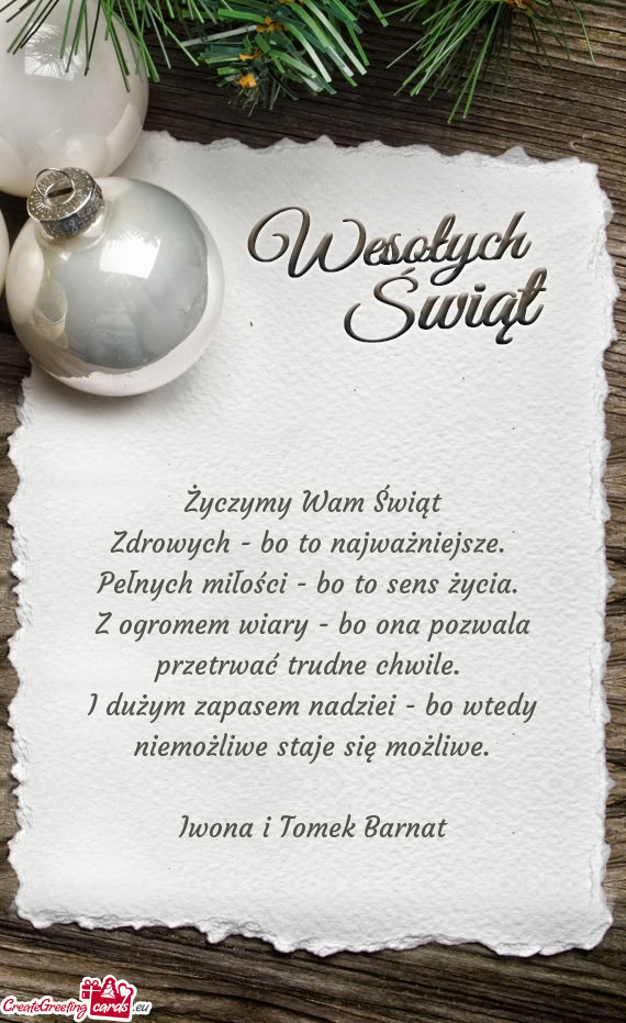 Życzymy Wam Świąt