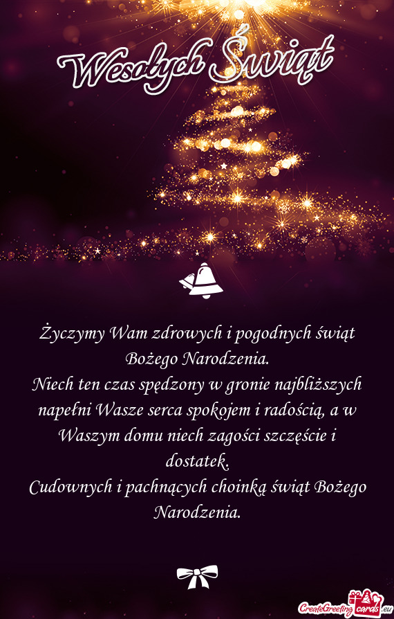 Życzymy Wam zdrowych i pogodnych świąt Bożego Narodzenia.  Niech ten czas
