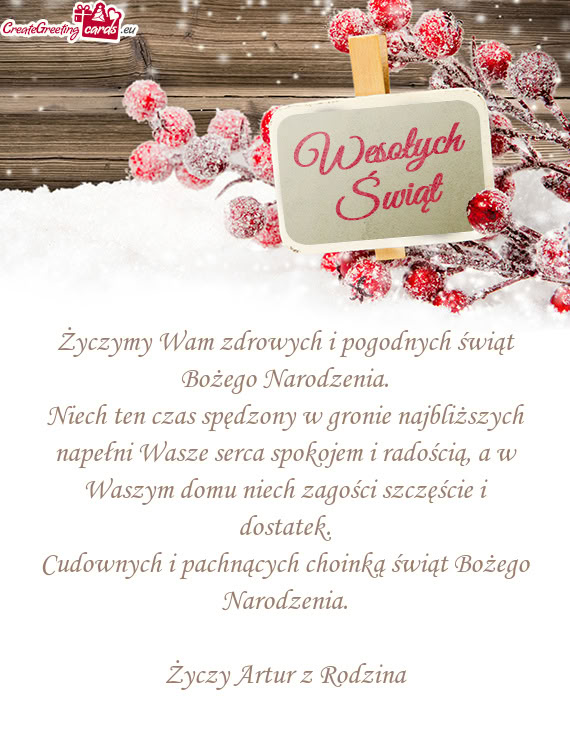Życzymy Wam zdrowych i pogodnych świąt Bożego Narodzenia.  Niech ten czas