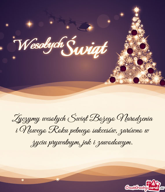 Życzymy wesołych Świąt Bożego Narodzenia i Nowego Roku pełnego sukcesów