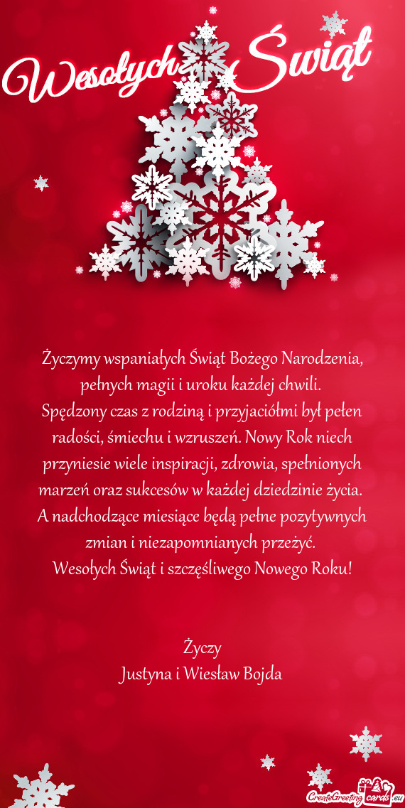 Życzymy wspaniałych Świąt Bożego Narodzenia, pełnych magii i uroku każdej chwili