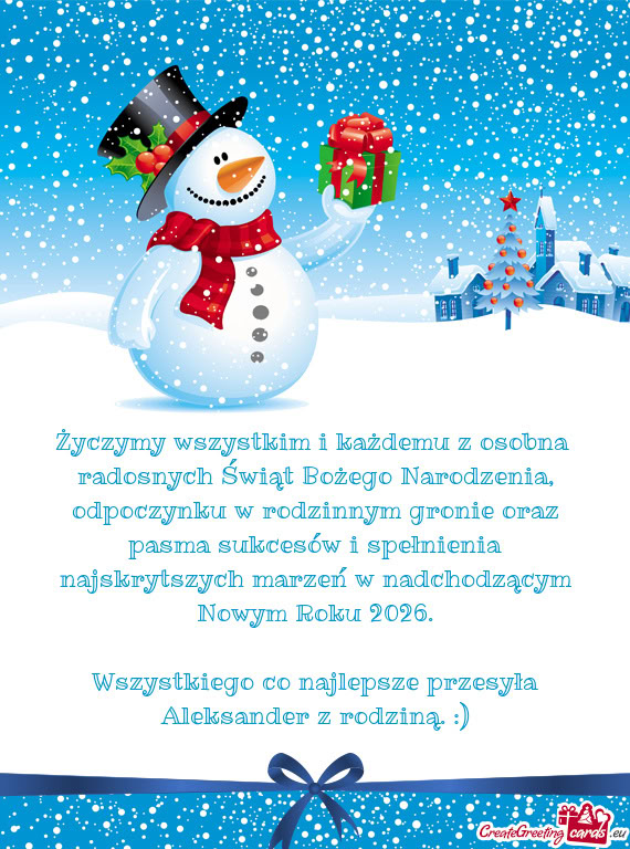 Życzymy wszystkim i każdemu z osobna radosnych Świąt Bożego Narodzenia, odpoczynku w rodzinnym