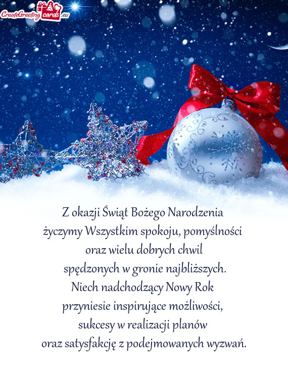 Życzymy Wszystkim spokoju, pomyślności