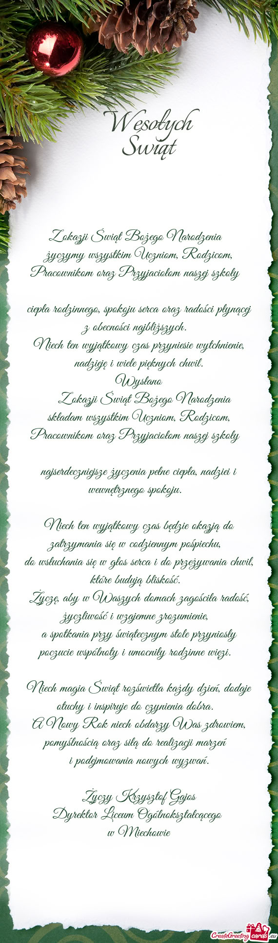 Życzymy wszystkim Uczniom, Rodzicom, Pracownikom oraz Przyjaciołom naszej szkoły