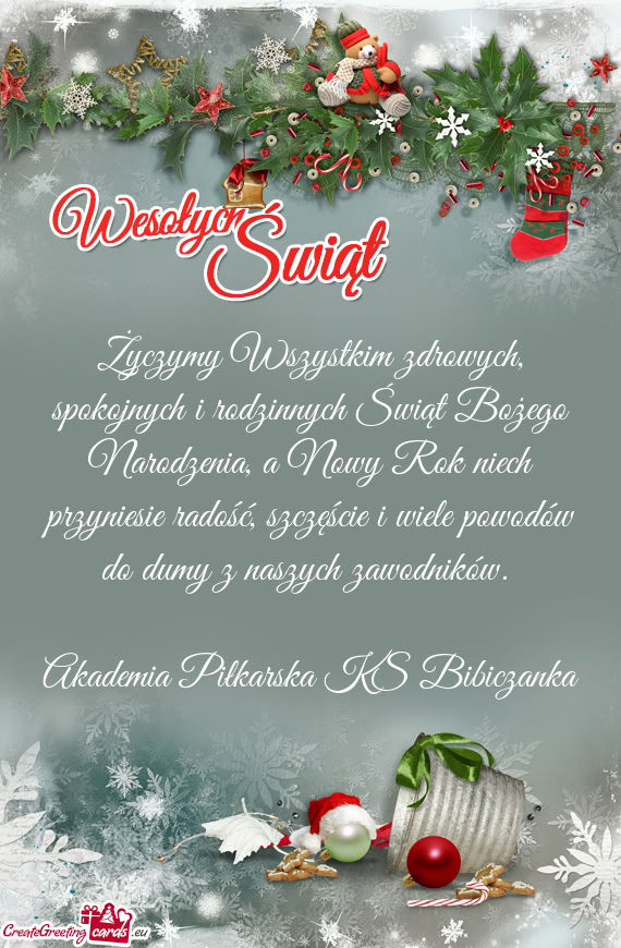 Życzymy Wszystkim zdrowych, spokojnych i rodzinnych Świąt Bożego Narodzenia, a Nowy Rok niech pr