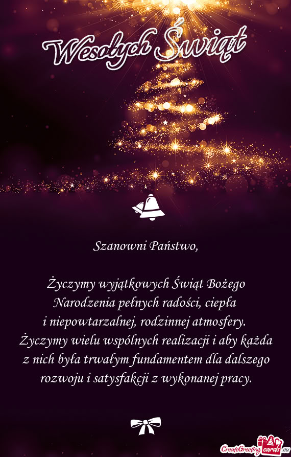 Życzymy wyjątkowych Świąt Bożego Narodzenia pełnych radości, ciepła